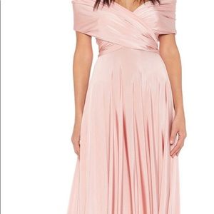 Two Birds Blush Bridesmaid wrap dress